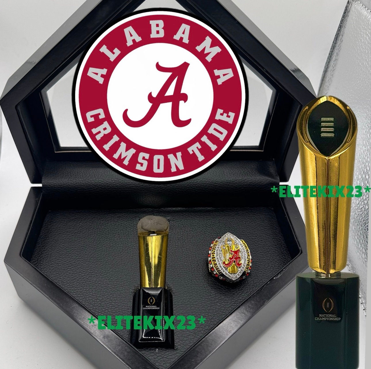 Alabama Crimson Tide 2020 College Football CHAMPIONSHIP RING + TROPHY + CASE