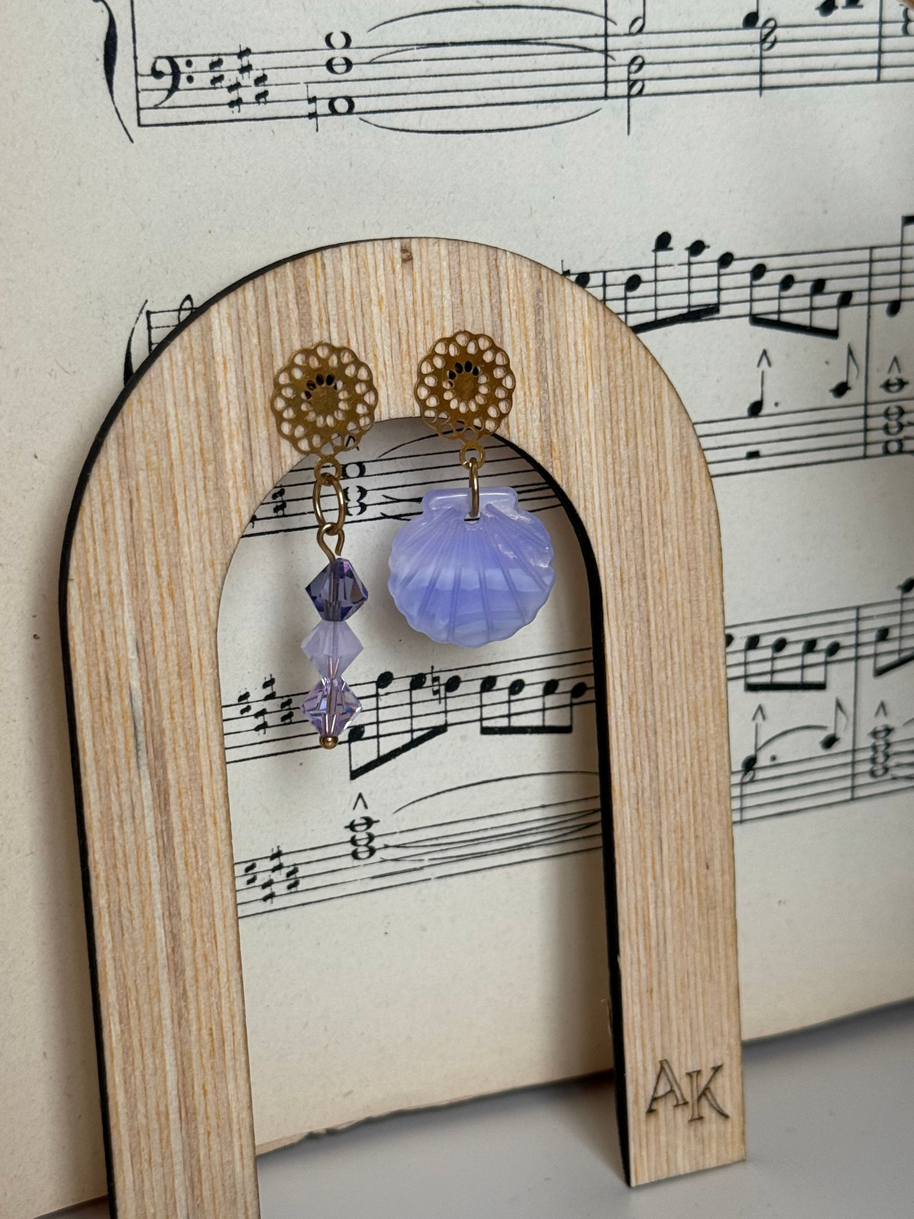 Boucles d'oreilles - Les rosaces parme