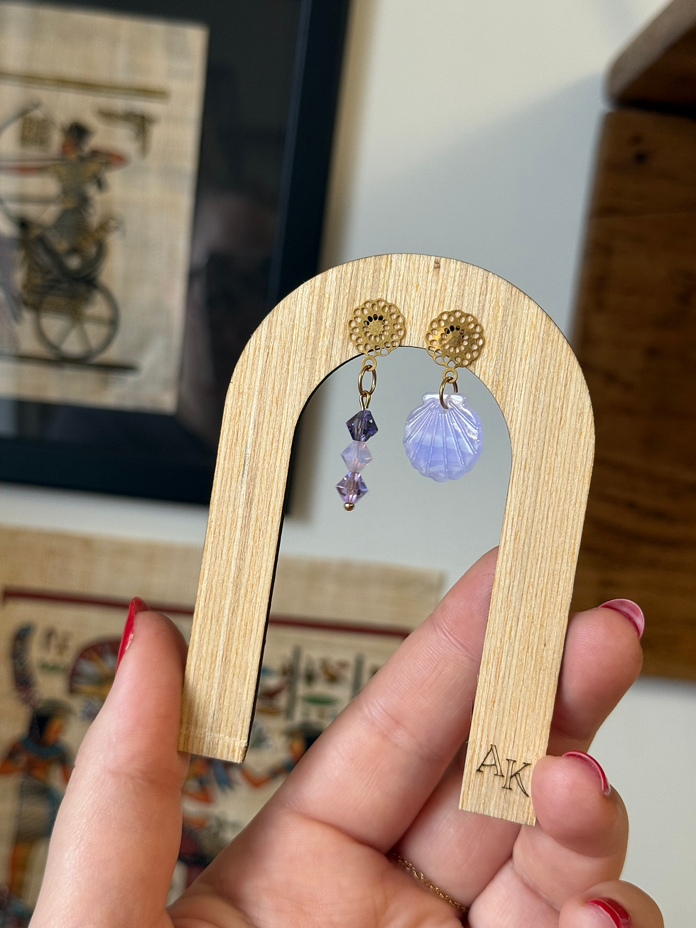 Miniature : Boucles d'oreilles - Les rosaces parme