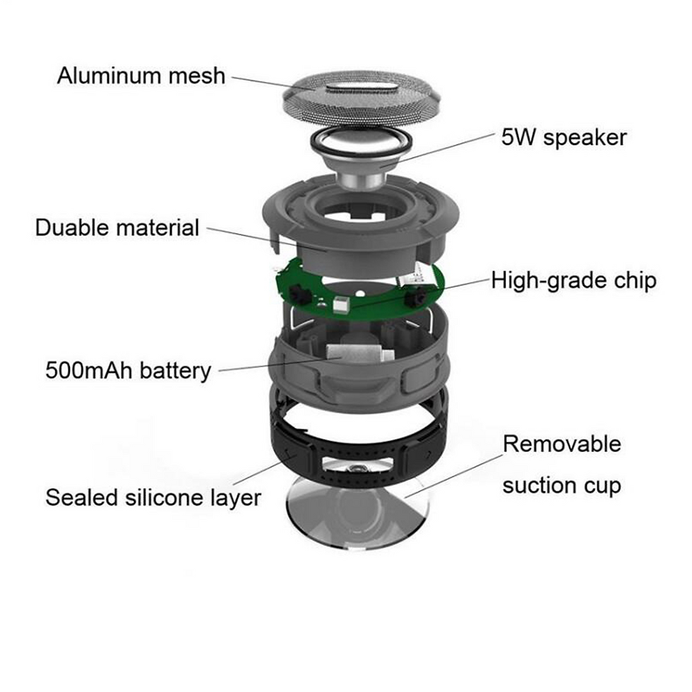 Thumbnail: Mini Portable Waterproof Bluetooth Speaker with Suction Cup