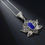Thumbnail: Sterling Silver Lotus Flower Lapis Lazuli Necklace
