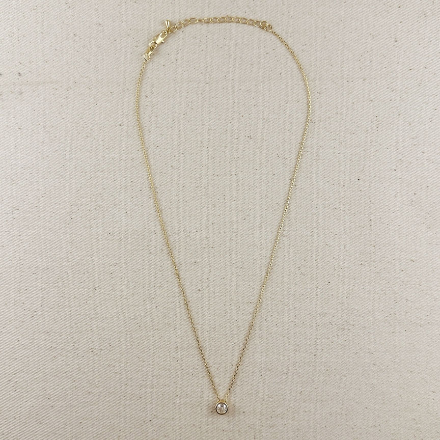 Thumbnail: 18k Gold Filled Solitaire Cz Necklace