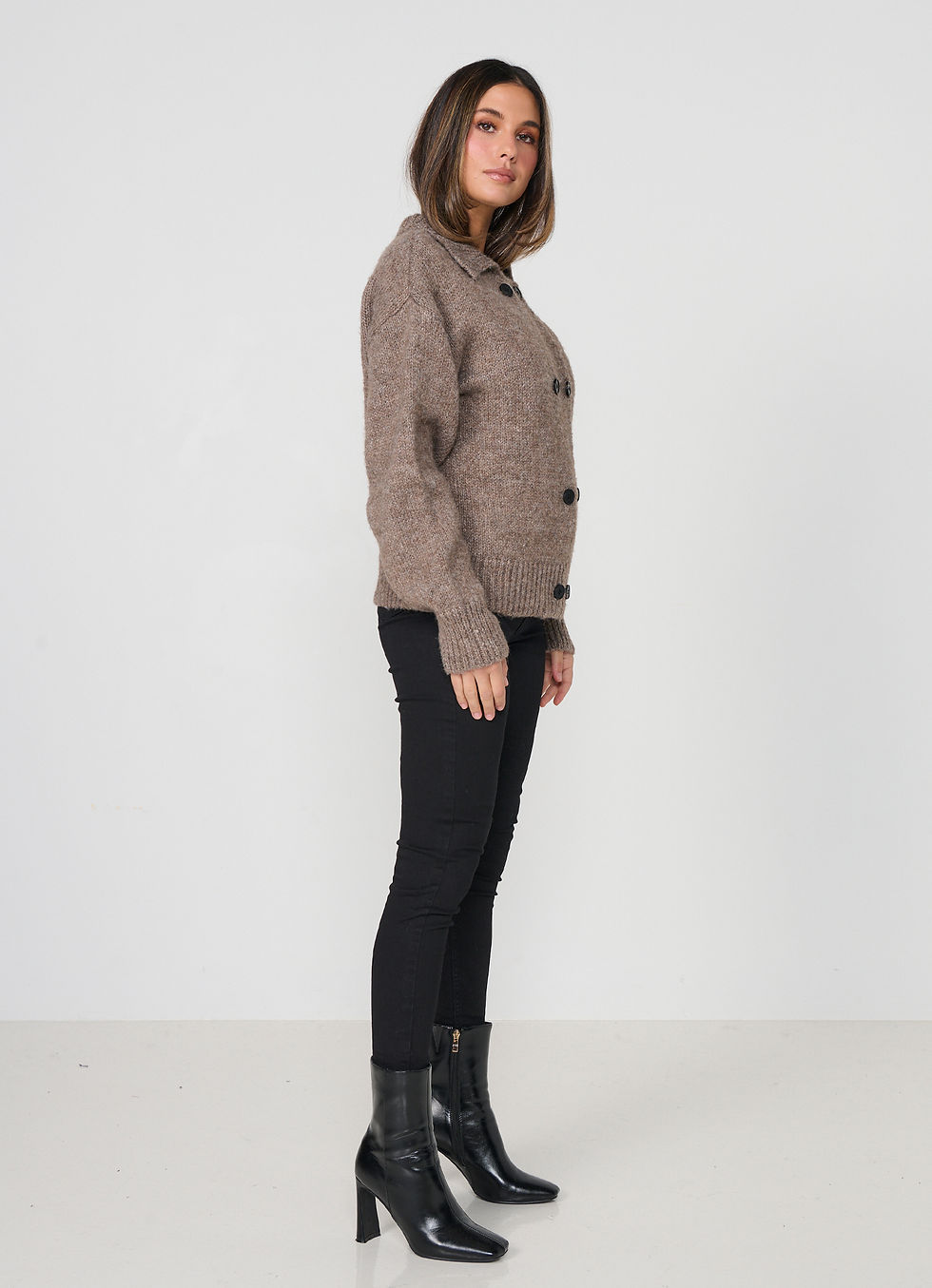 Thumbnail: Double Breasted Woollahra Cardi in Walnut
