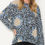 Thumbnail: Sunflower Print Top with Elastic Front Hem in Blue