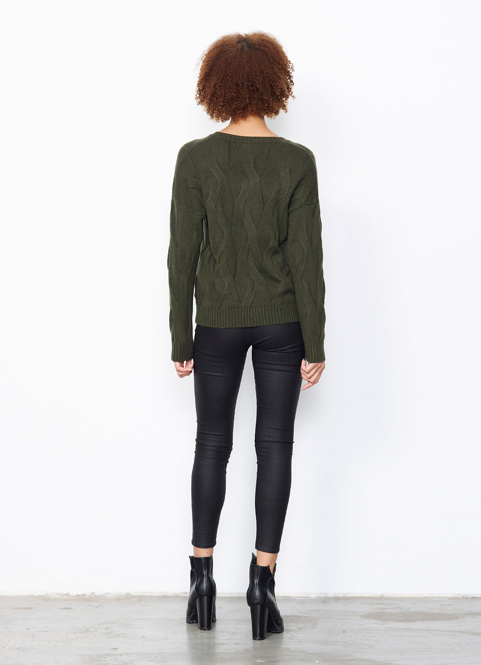 Thumbnail: Wool Cashmere Textured Jumper in Khaki