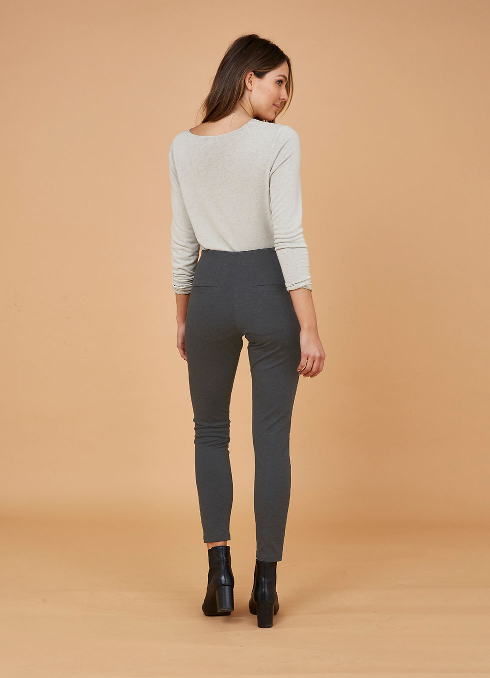 Thumbnail: Ponte Pant with Zip Feature in Grey