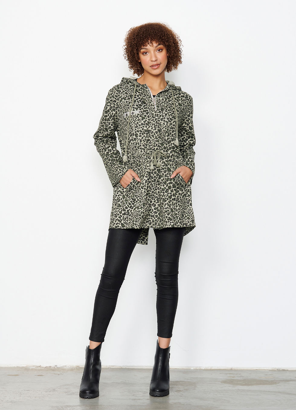 Leopard Raw Hem Jacket