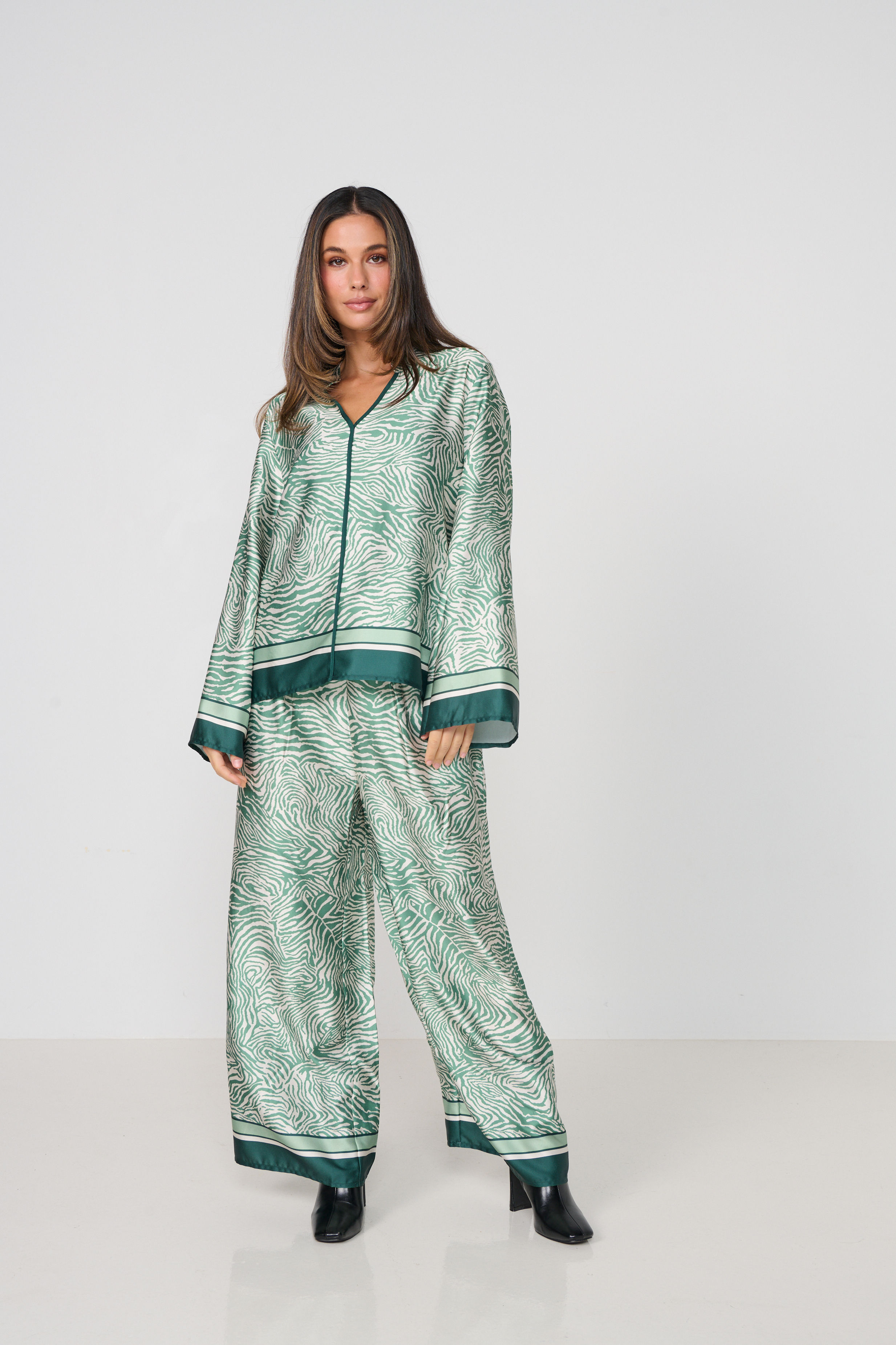 Zebra Print Blouse in Verde