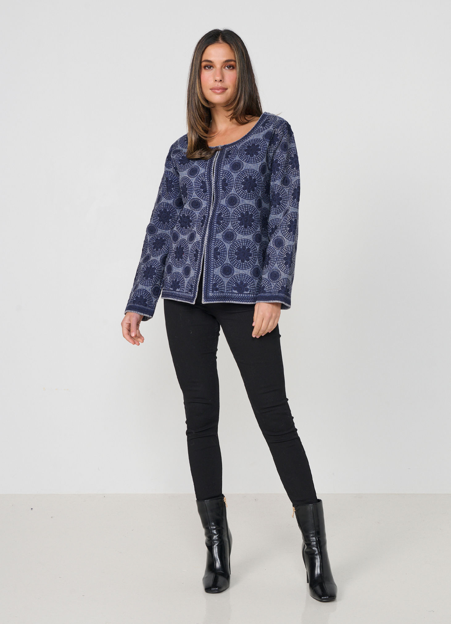 Mandala Embroidery Jacket in Indigo