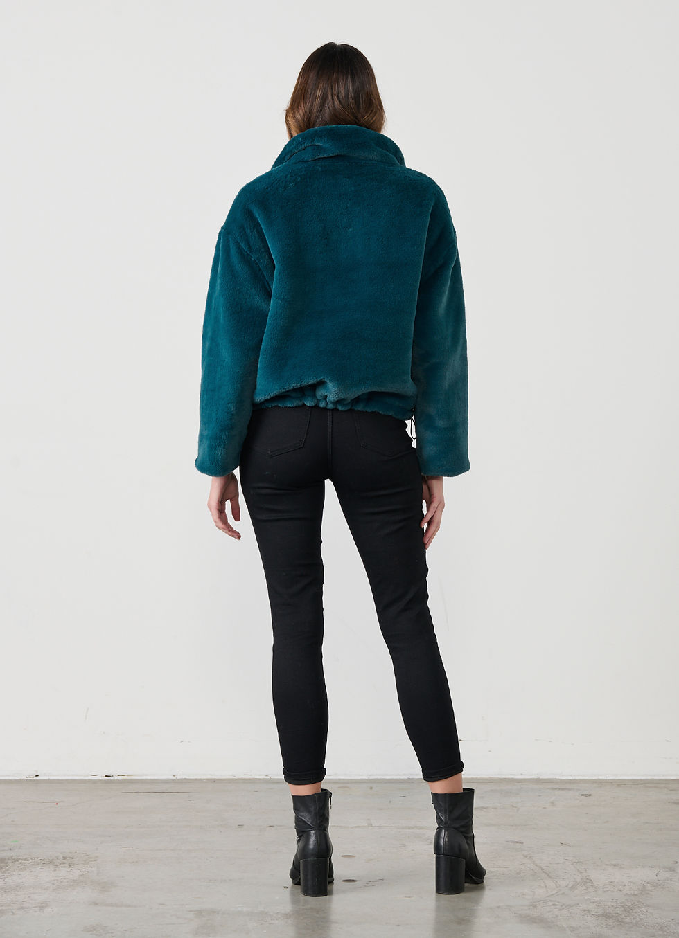 Thumbnail: Reversible Faux Fur and Nylon Jacket in Teal