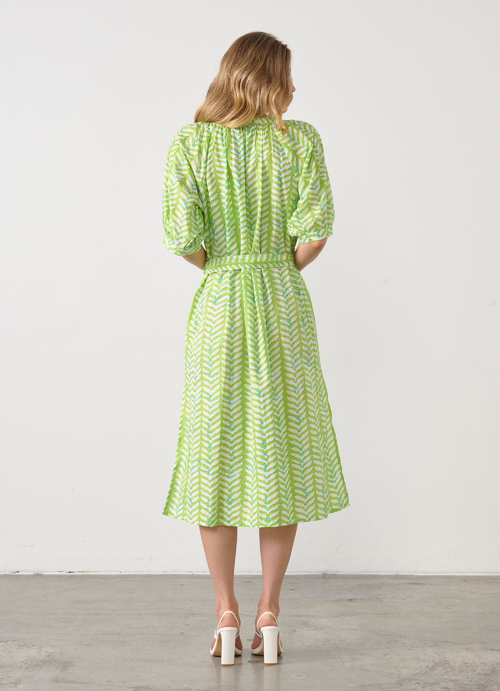 Thumbnail: Raglan Sleeve Dress with Waist Belt in Lime