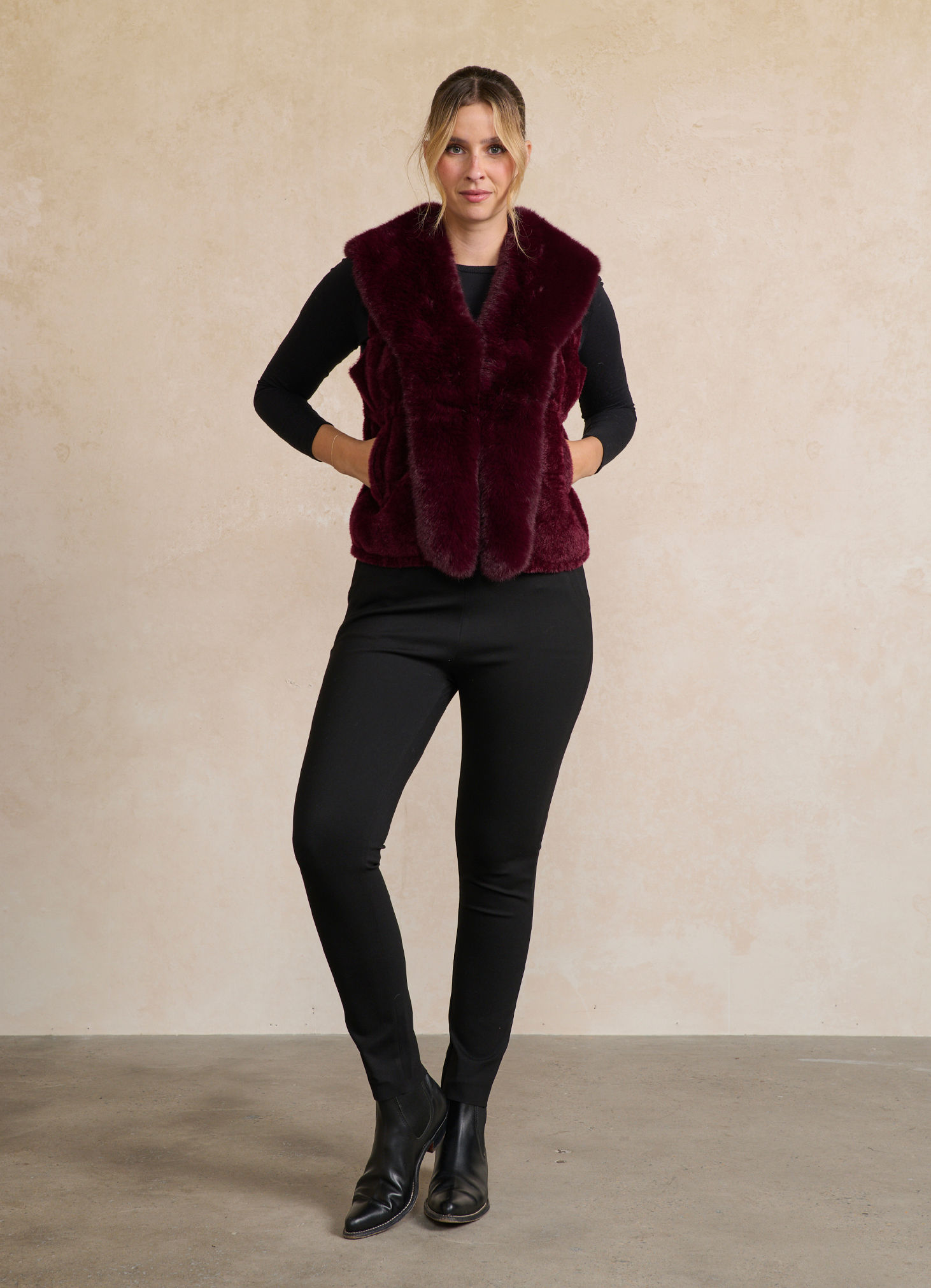 Special Knit Design Vest in Ruby