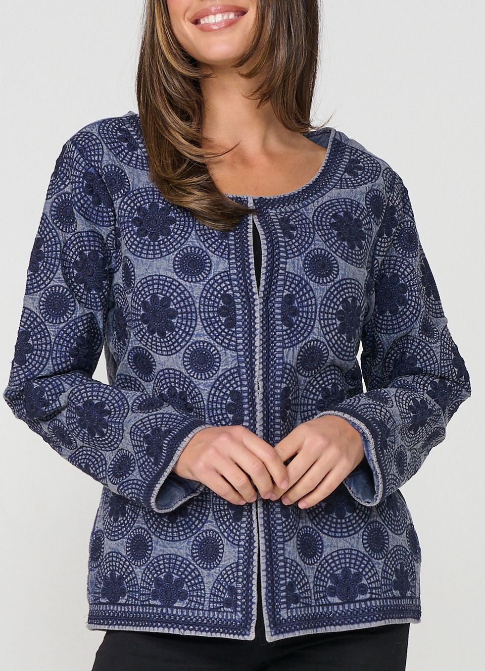 Thumbnail: Mandala Embroidery Jacket in Indigo