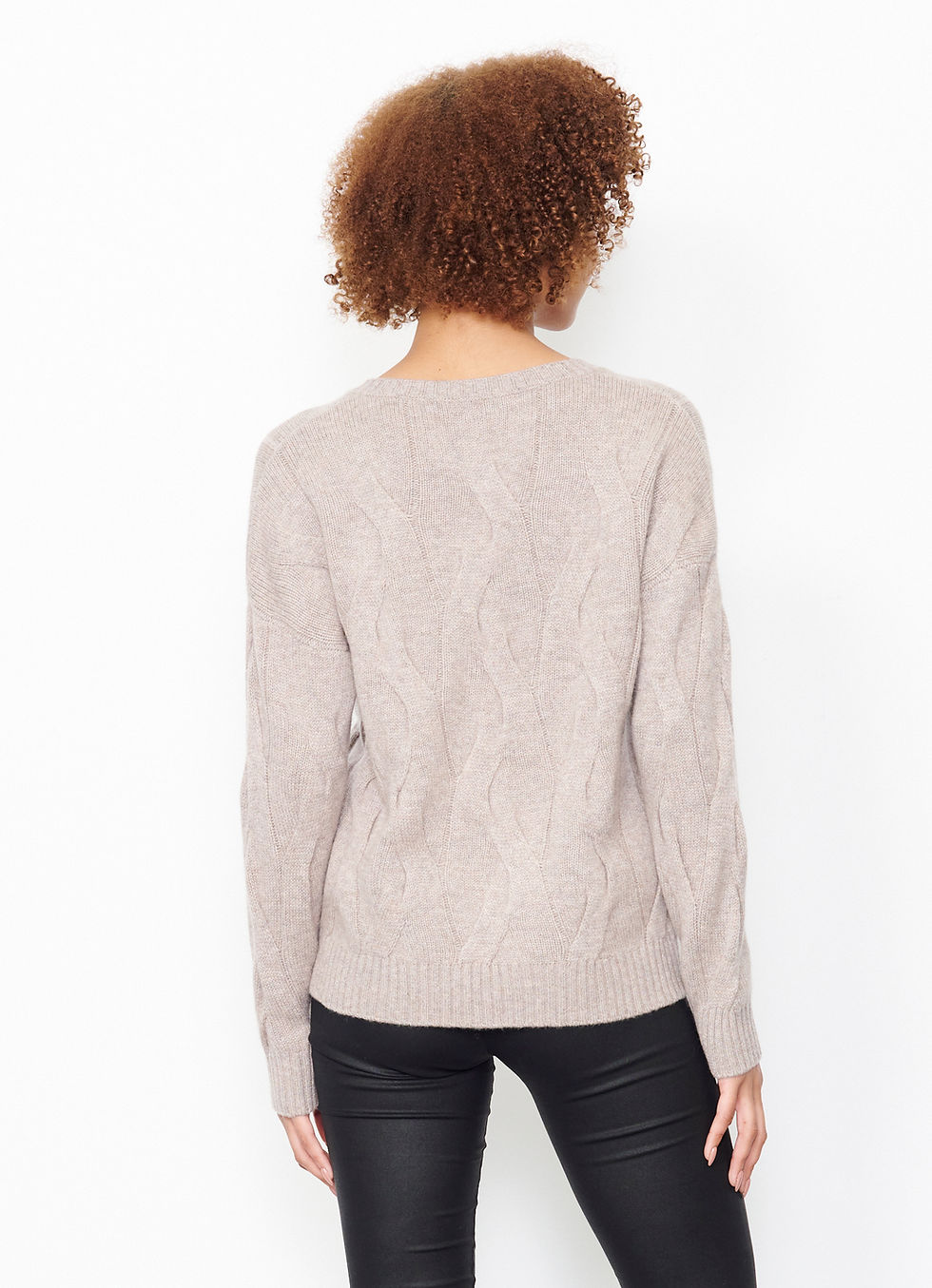 Thumbnail: Wool Cashmere Textured Jumper in Beige