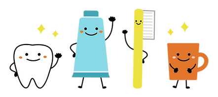 歯・歯磨き粉・歯ブラシ・カップのイラスト