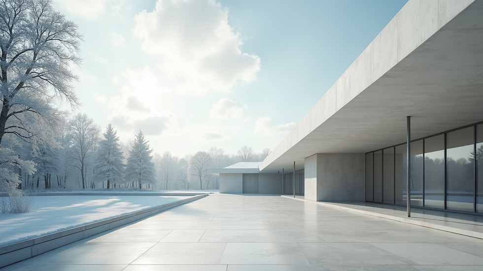 Wide angle view of a modern architectural structure