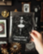 A5 gothic birthday card with dark damask background, dancing skeleton illustration and text in gothic font. Envelope included