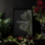 A print of a dark, leafy photograph with centred serif text reading “Even sorrow has its own kind of shine.”