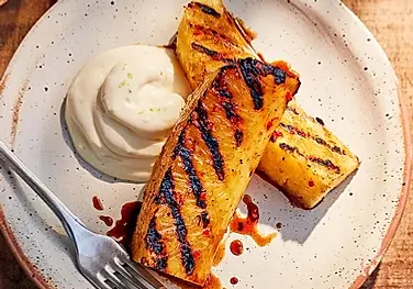 Rum-Glazed Grilled Pineapple with Jalapeño Lime Crema