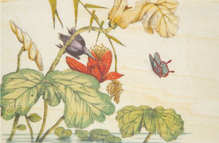 carte postale en bois