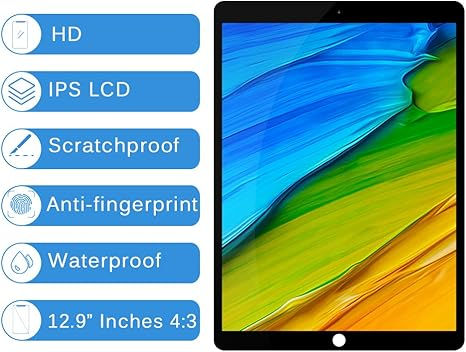 الصورة المصغرة: LCD Screen (Black)  compatible with iPad Pro 12.9 1Gen A1584 A1652