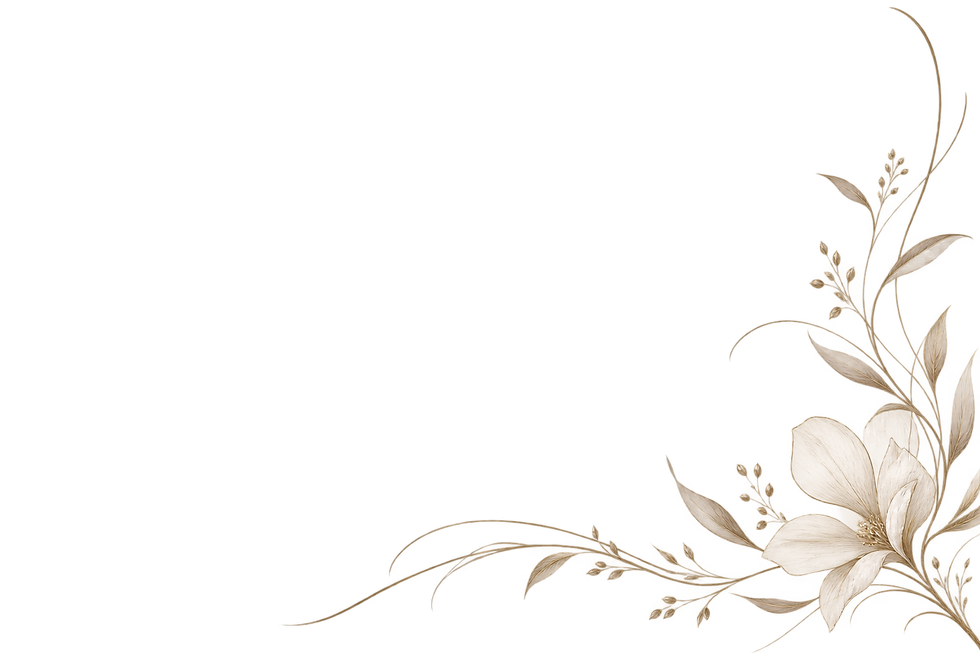 Botanical corner embellishment with neutral beige tones