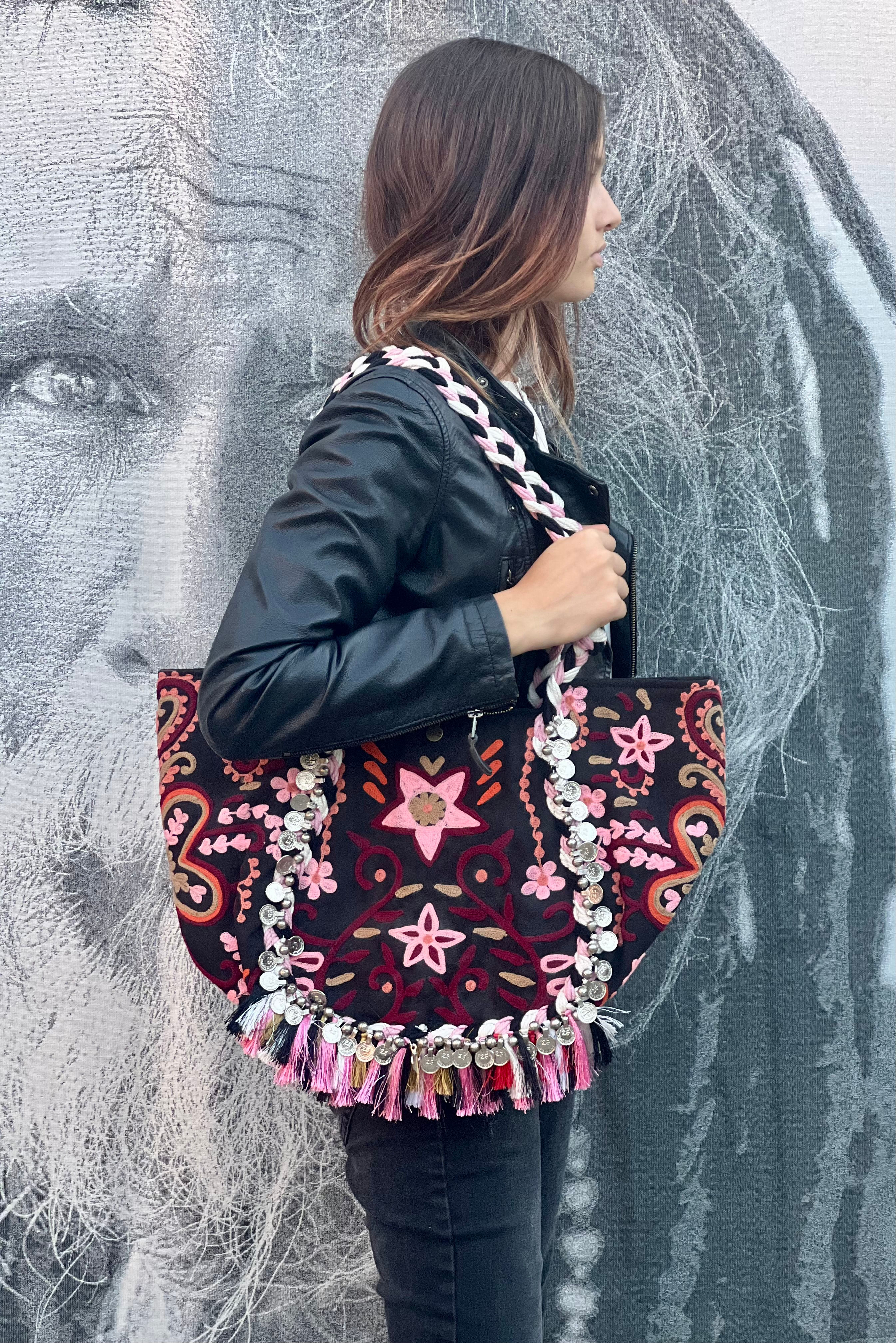 Sac/cabas Angel noir/rose