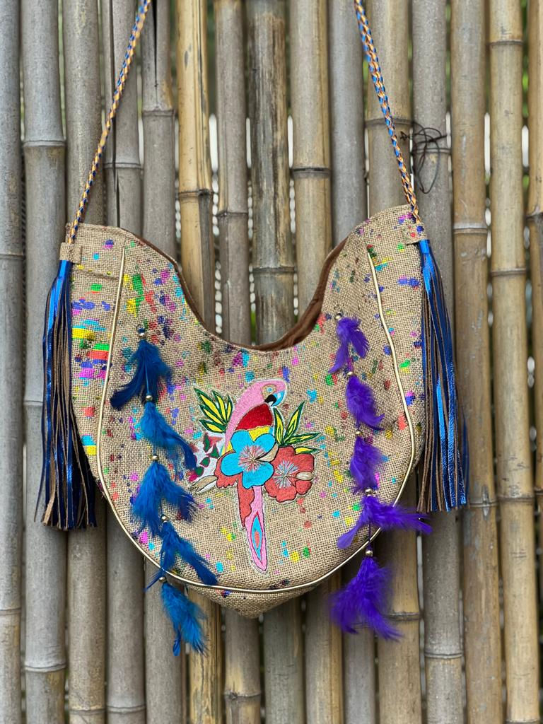 Miniature : Sac jute brodé