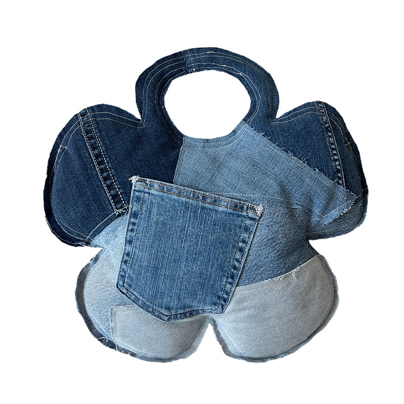Thumbnail: EbcyC Flower Puff Bag Small in Mixed Blues