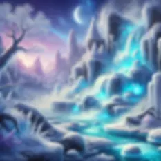 DALL·E 2025-02-02 21.31.34 - A mystical arctic landscape featuring a frozen waterfall casc