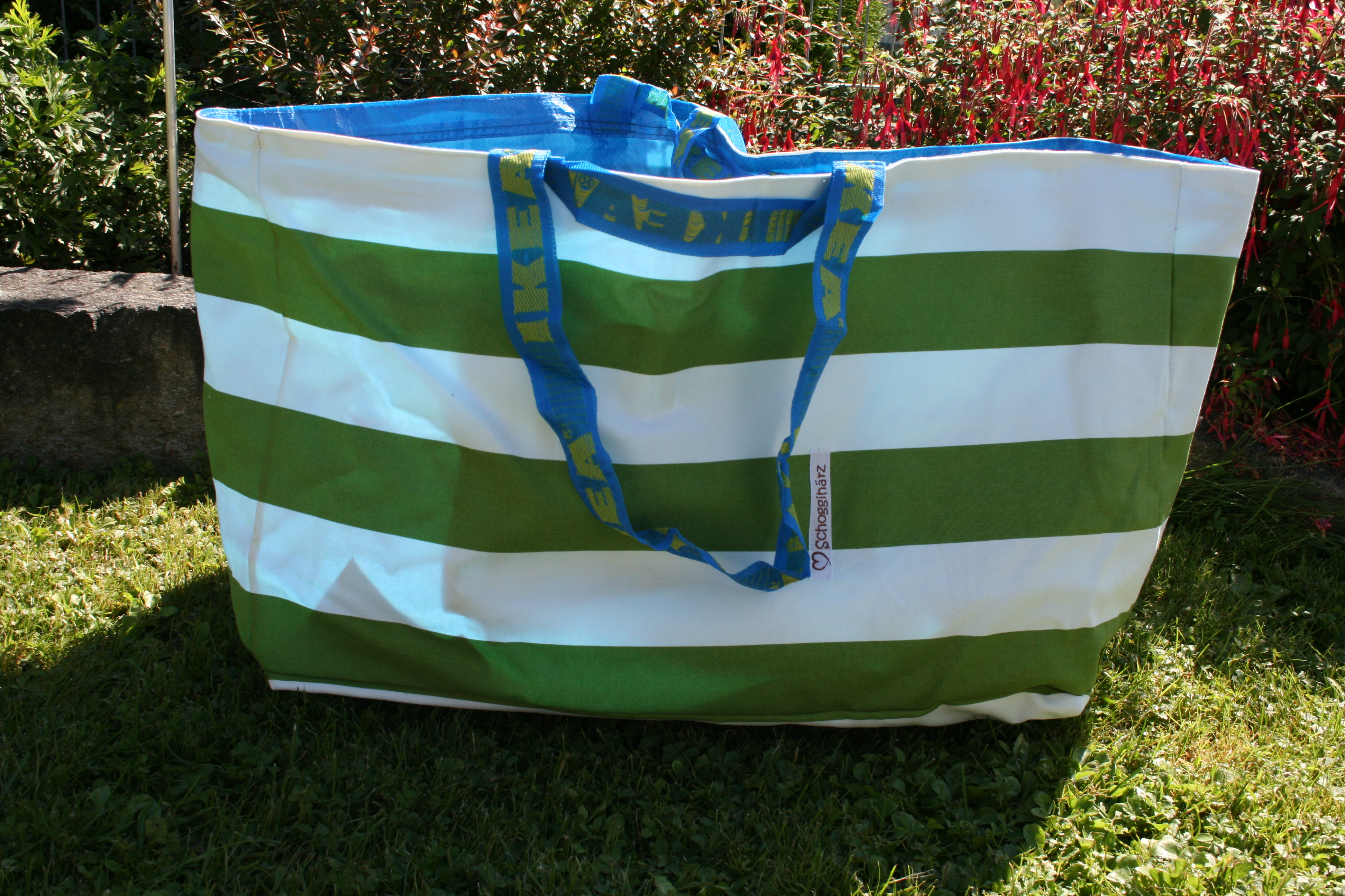 Ikeabadetasche grün gestreift