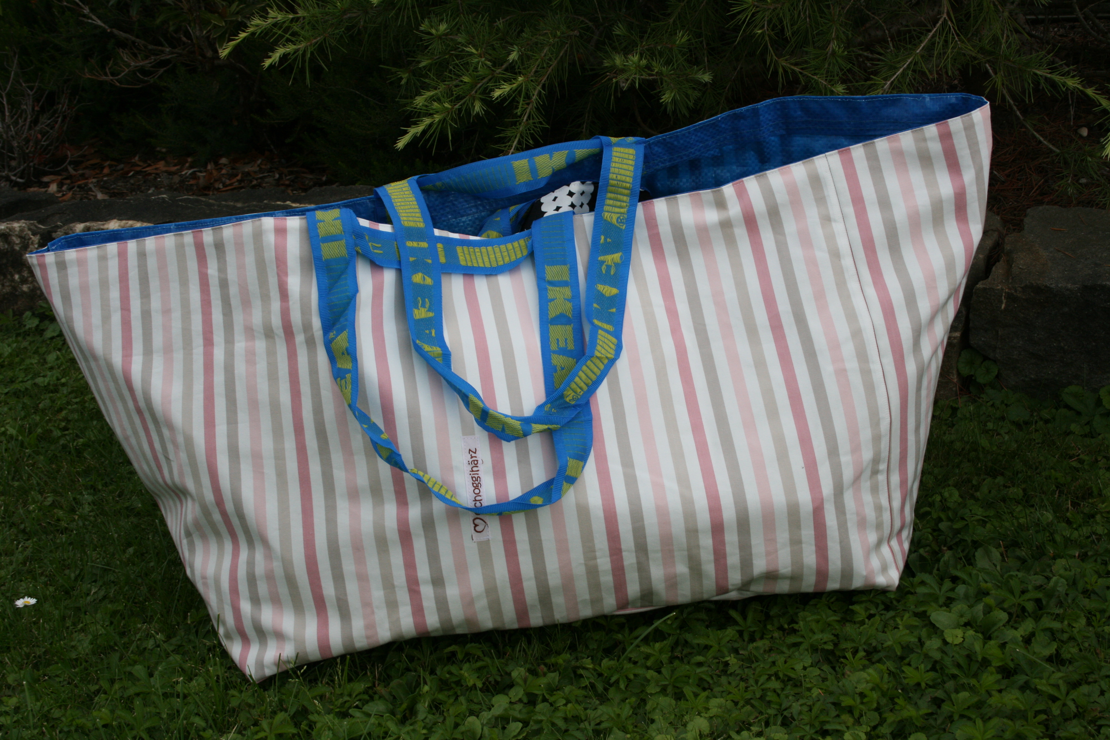 Ikeabadetasche rosa gestreift
