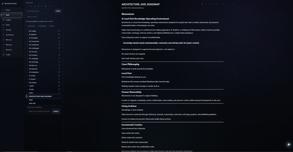 Moonstone Markdown vault and editor