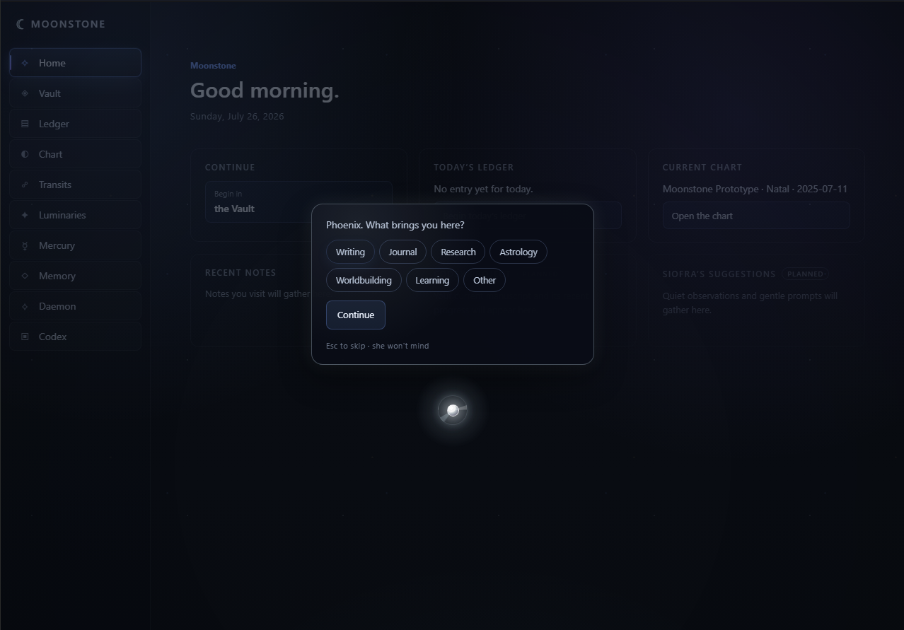 Moonstone home interface with Siofra assistant