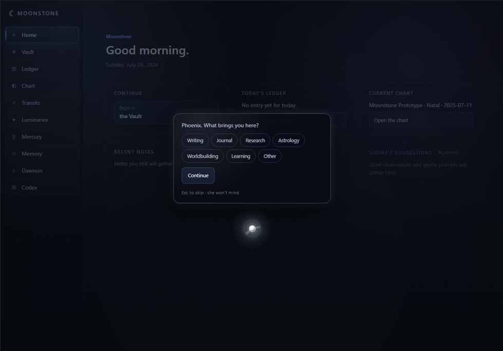Moonstone home interface with Siofra assistant