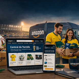 Centro de distribuição da Shopee no Rio Grande do Sul com equipe logística operando caixas em esteiras, caminhão de entrega ao fundo e colaboradores utilizando tecnologia para gestão de pedidos.