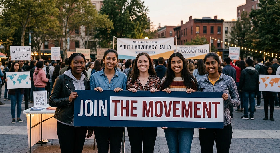 Girls holding a banner saying Join The Movement