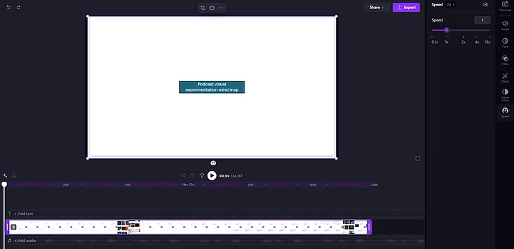 Click on video clip- select speed icon