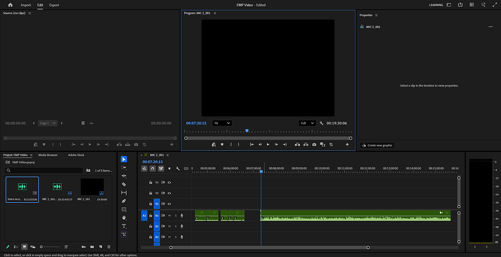 This shows my second audio file which is one of my interviews, that I edited next. I managed to cut down the interview from 8mins 21secs to 3mins 34secs, as shown below