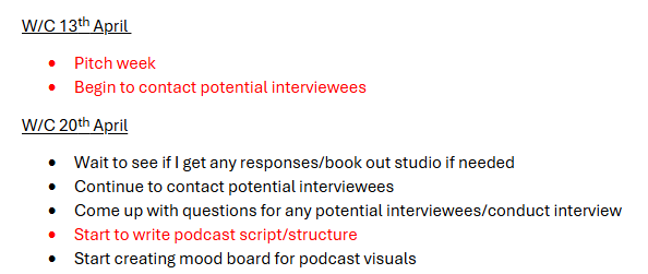 The first of my structure as of the end of the day (black- not completed, red- completed)