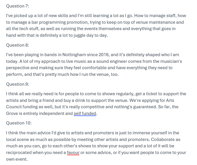 Some of my transcriptions on a Word document