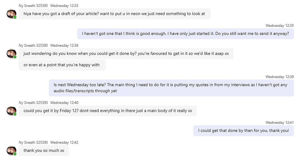 The messages between me and one of the editors regarding my article