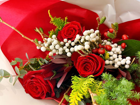 大宮『フレッシュフラワー(生花)ブーケクラス』レッスンを行いました♫レッスン納めのクリスマスブーケ