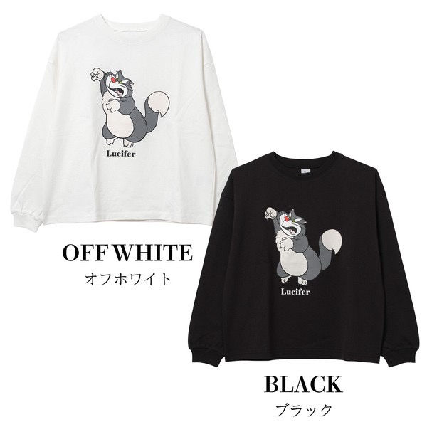 縮圖：日本 Disney 迪士尼 魯斯佛 Lucifer 長袖Tee SIZE 160CM (DC0323)
