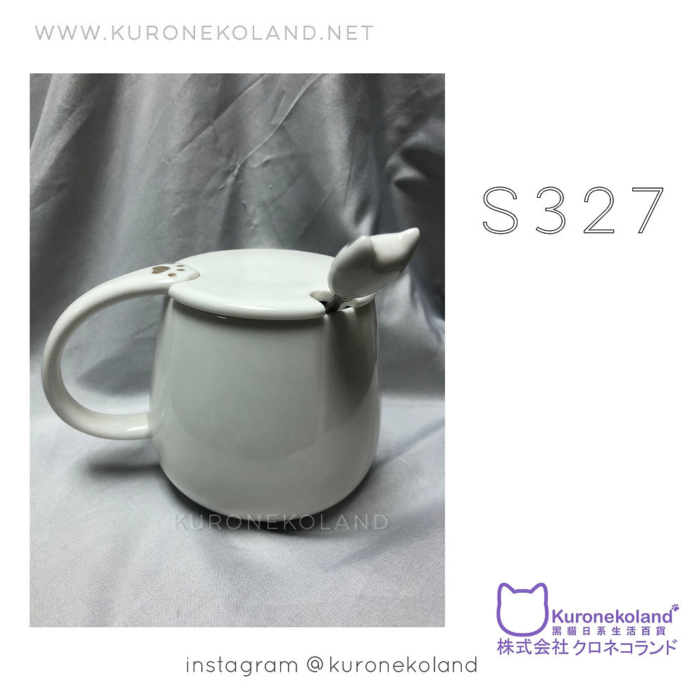 縮圖：貓貓陶瓷杯連匙羹&蓋套裝 (S327)