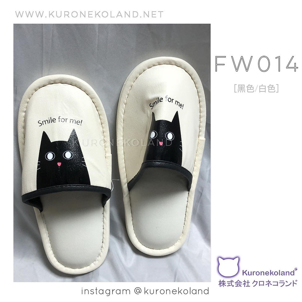 縮圖：黑白貓咪仿皮拖鞋 (FW014)