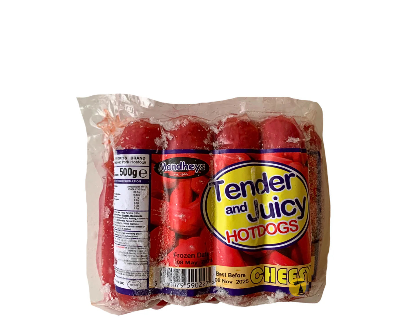 'MANDHEY'S TENDER&JUICY Cheesy Pork Hotdogs - Regular' 500g