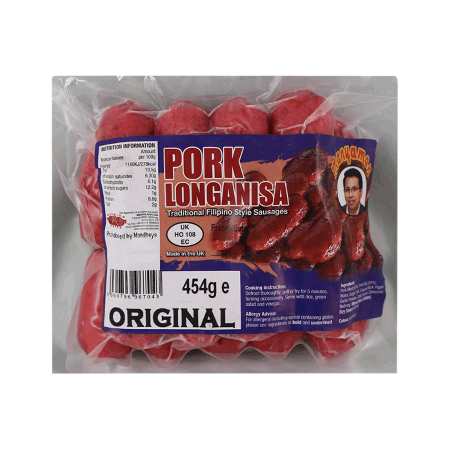 MANDHEY'S MANYAMAN Pork Longanisa GB ORIGINAL - Regular 454g