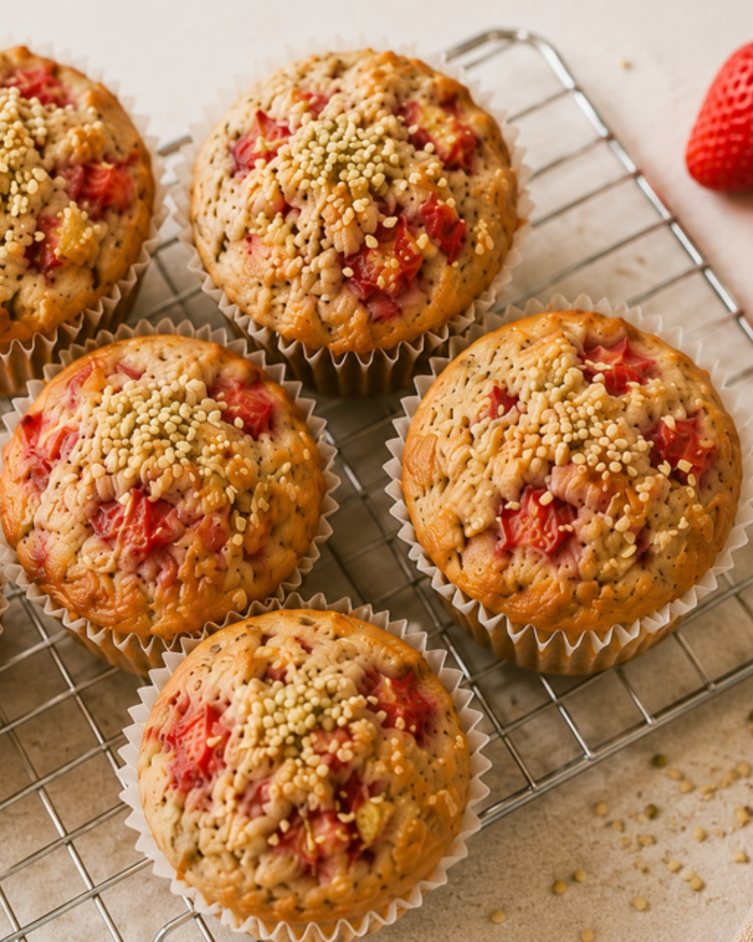 Muffins fraises, coco, chanvre & miel