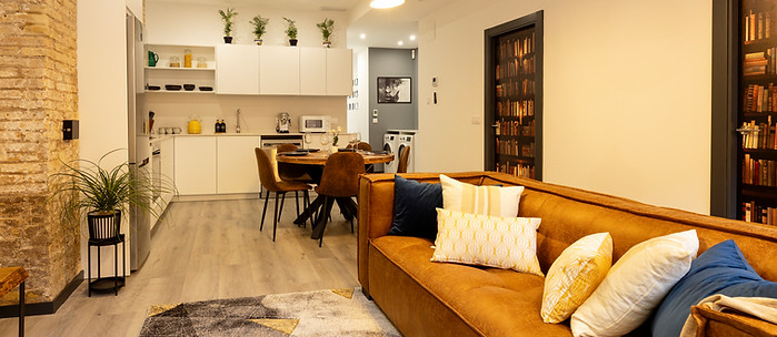 open plan kitchen and living room